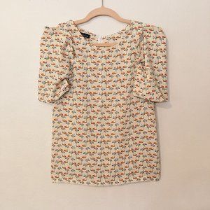 Unique vintage Kitty cat Pattern blouse